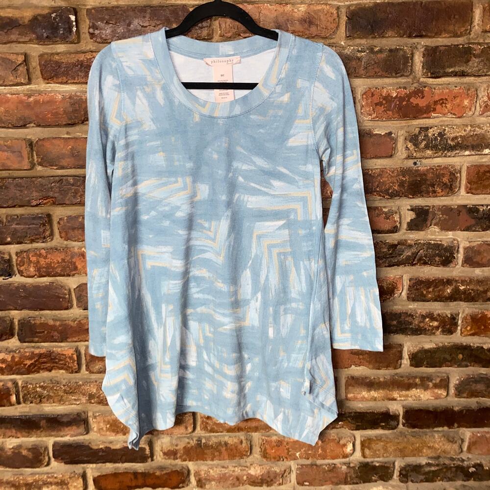 Philosophy Blue Barrow Print Sharkbite Lightweight Sweatshirt Women's Size Small